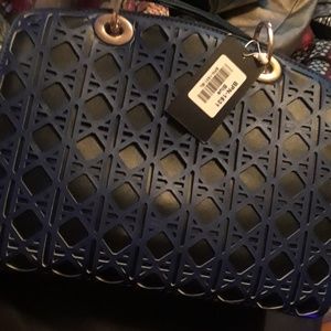 blue 3d cube purse
